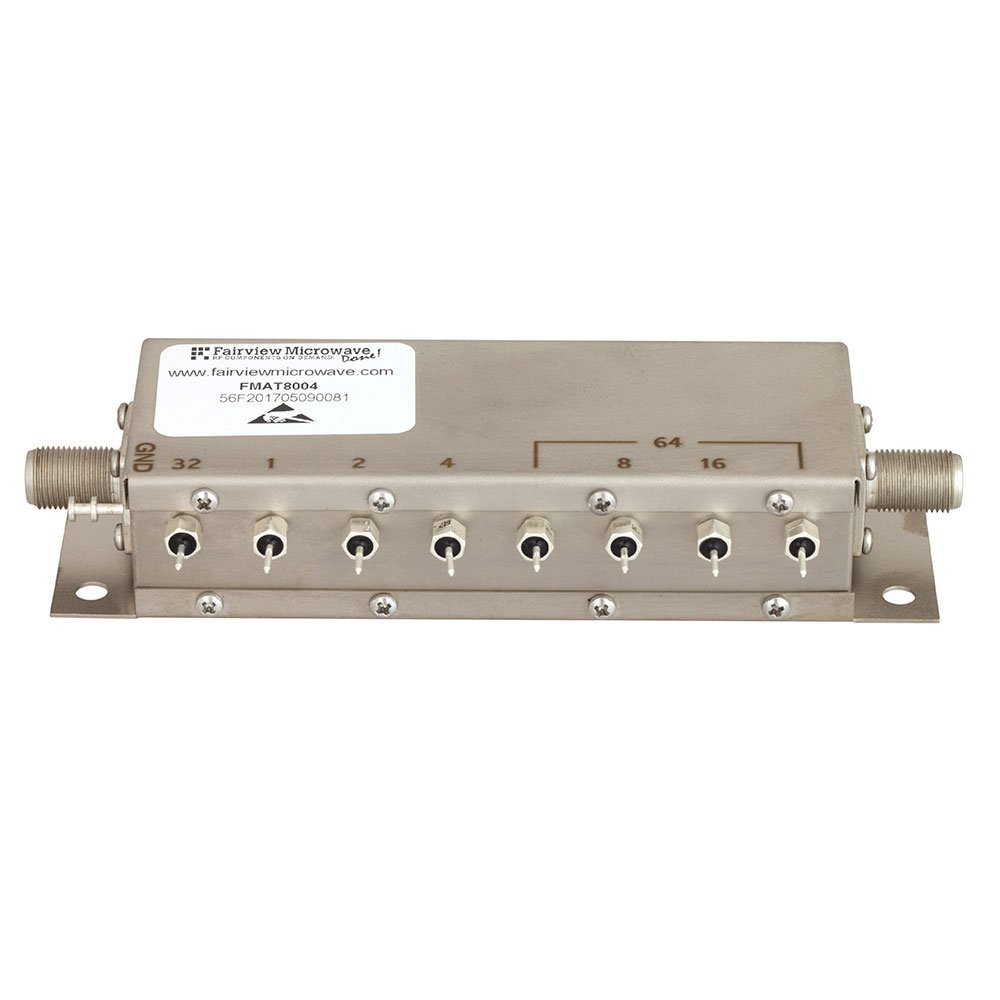 0 to 127 dB 8 Bit Programmable Relay Controlled Step Attenuator With a 1 dB Step F Female Rated To 1 Watt Up To 1,000 MHz