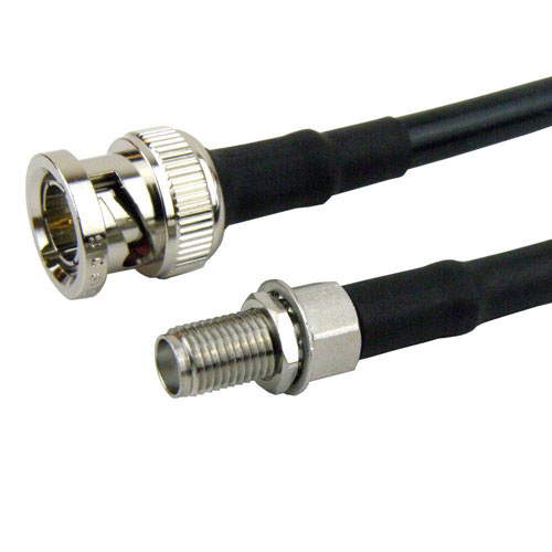 BNC Male To SMA Female Bulkhead Cable RG58C U Coax In 12 Inch