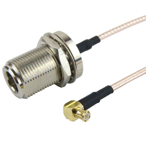 N Female Bulkhead To RA MCX Plug Cable RG316 Coax In 48 Inch