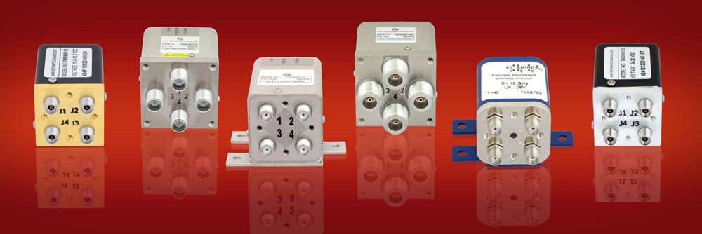 Image of Fairview electromechanical relay transfer switches that cover frequencies from DC to 40 GHz