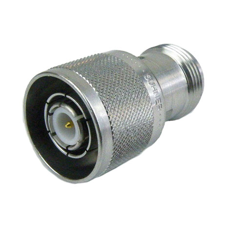 N Female (Jack) to TNC Male (Plug) QD Adapter, Tri-Metal Plated Brass Body, High Temp, 1.3 VSWR Fairview Microwave 33TNC-N-Q50-4/133