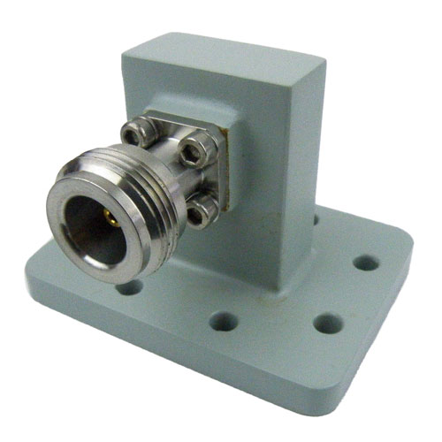 WR-90 to Type N Female Waveguide to Coax Adapter UDR100 Standard with 8.2 GHz to 12.4 GHz X Band in Aluminum Fairview Microwave 90AC206NB