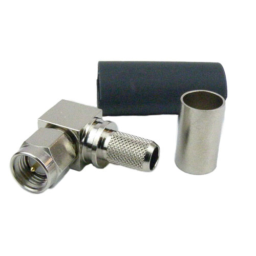 RA SMA Male (Plug) Connector For LMR-240 Cable, Crimp/Non-Solder Contact, Nickel Plated Brass Body, Length 0.686 In Fairview Microwave EZ-240-SM-RA