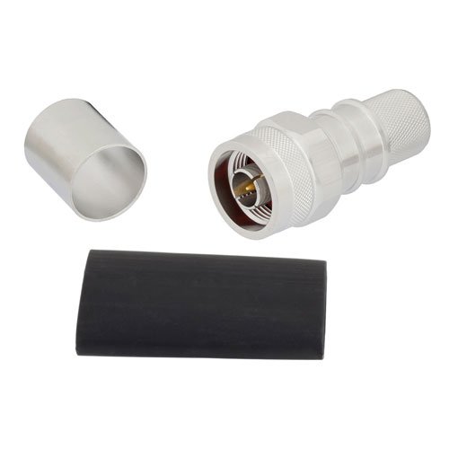 N Male (Plug) Connector For LMR-600 Cable, Crimp/Non-Solder Contact, Tri-Metal Plated Brass Body, Length 1.82 In Fairview Microwave EZ-600-NMH-X