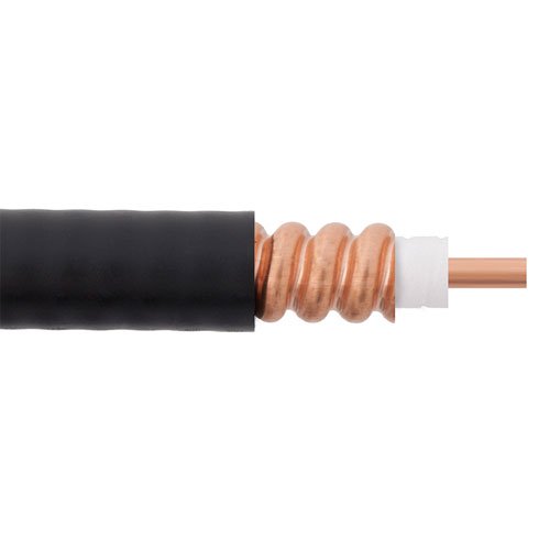 1/4 Superflexible Helical Low Loss Corrugated Coax Cable Black PE Jacket Fairview Microwave FM-1/4SFHC