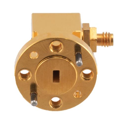 WR-12 to 1.0mm Female Waveguide to Coax Adapter UG-387/U Round Cover Flange with 60 GHz to 90 GHz E Band in Aluminum, Gold Fairview Microwave FM-W12CA001A