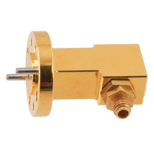 WR-12 to 1.0mm Female Waveguide to Coax Adapter UG-387/U Round Cover Flange with 60 GHz to 90 GHz E Band in Aluminum, Gold Fairview Microwave FM-W12CA001A