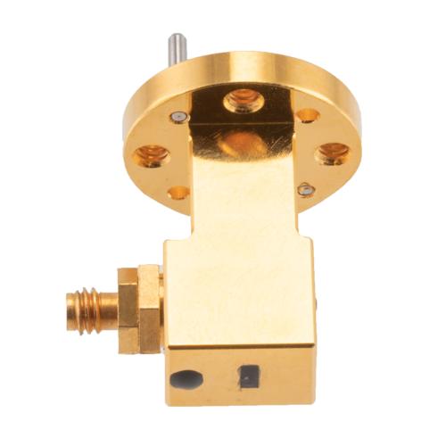 WR-12 to 1.0mm Female Waveguide to Coax Adapter UG-387/U Round Cover Flange with 60 GHz to 90 GHz E Band in Aluminum, Gold Fairview Microwave FM-W12CA001A