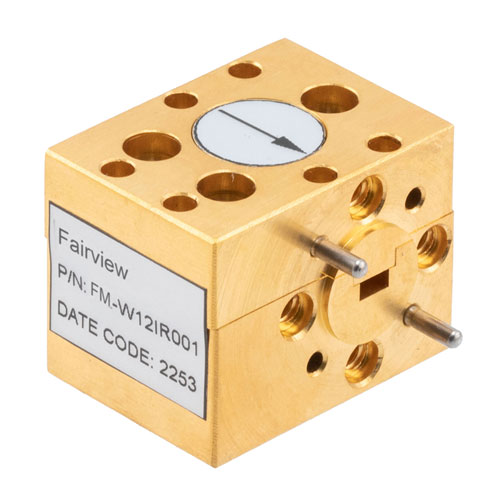 WR-12 Waveguide Isolator with 15 dB min Isolation from 64.5 GHz to 66.5 GHz using UG-387/U Cover Flange in Brass Fairview Microwave FM-W12IR001