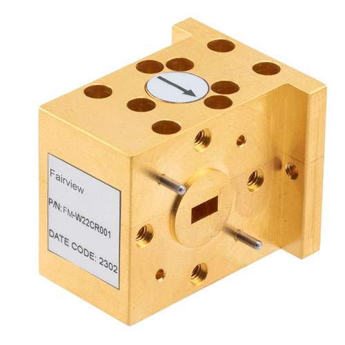 WR-22 Waveguide Circulator with 15 dB min Isolation from 32.9 GHz to 40 GHz using UG-383/U Cover Flange in Brass Fairview Microwave FM-W22CR001