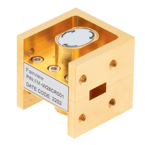 WR-28 Waveguide Circulator with 16 dB min Isolation from 26.5 GHz to 40 GHz using Cover Flange in Brass Fairview Microwave FM-W28CR001