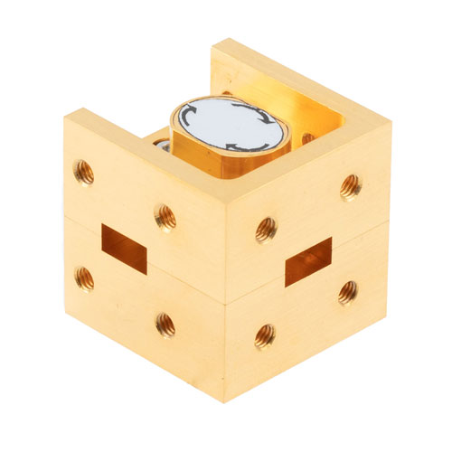 WR-28 Waveguide Circulator with 16 dB min Isolation from 26.5 GHz to 40 GHz using Cover Flange in Brass Fairview Microwave FM-W28CR001