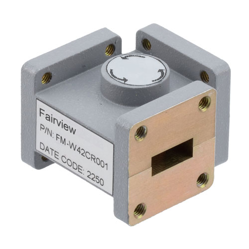 WR-42 Waveguide Circulator 18 dB min Isolation from 17.6 GHz to 26.7 GHz using Cover Flange in Aluminum Fairview Microwave FM-W42CR001