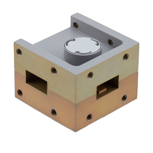 WR-62 Waveguide Circulator with 20 dB min Isolation from 11.9 GHz to 18 GHz using Cover Flange in Aluminum Fairview Microwave FM-W62CR001