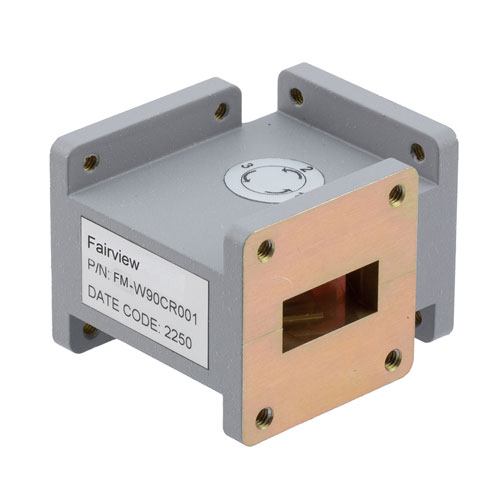 WR-90 Waveguide Circulator with 18 dB min Isolation from 8.2 GHz to 12.4 GHz using Cover Flange in Aluminum Fairview Microwave FM-W90CR001