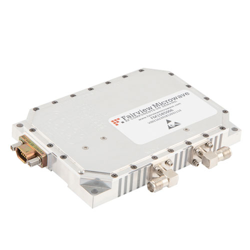 5.125 GHz to 5.875 GHz, SMA, GaN Bi-Directional Amplifier, C-Band, 10W Psat, 43dB Tx Gain, 20% Efficiency, 2 microsec speed, Autosensing Fairview Microwave FM15B5006