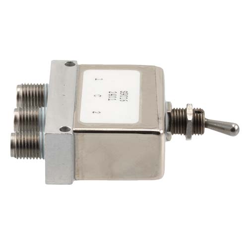 Manual SPDT Toggle Switch from DC to 26.5 GHz, SMA Female, and Rated to 30 Watts Fairview Microwave FM71S9016