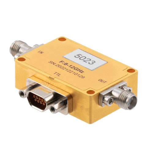 6 Bit TTL Programmable Phase Shifter, 8 GHz to 12 GHz, 360 degree Phase Range, 5.625 degree Control Step Size, +30 dBm Max Pin, SMA Fairview Microwave FM82P5023