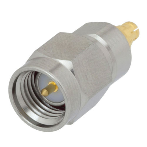 SMA Male (Plug) to Mini SMP Female (Jack) Adapter, Passivated Stainless Steel Body, 1.25 VSWR Fairview Microwave FMAD1005