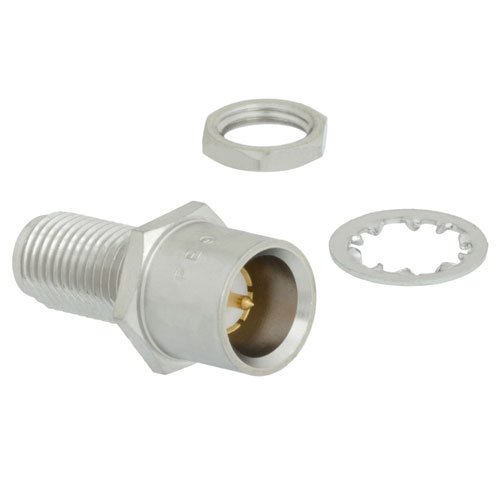 Push-On SMA Male (Plug) to SMA Female (Jack) Bulkhead Adapter, Passivated Stainless Steel Body, High Temp, 1.25 VSWR Fairview Microwave FMAD1031