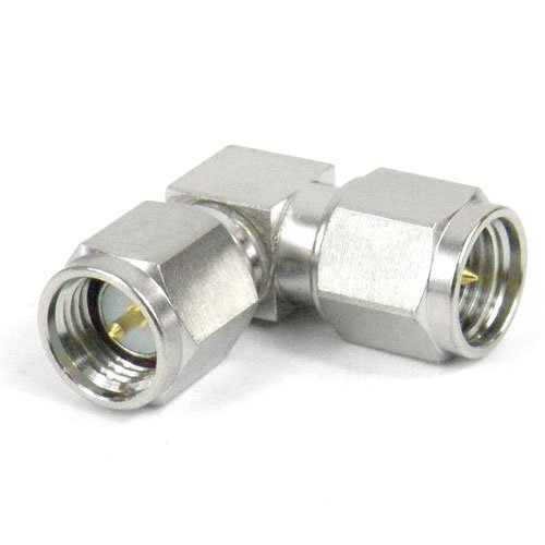 RA SMA Male (Plug) to SMA Male (Plug) Adapter, Passivated Stainless Steel Body, 1.3 VSWR Fairview Microwave FMAD1116