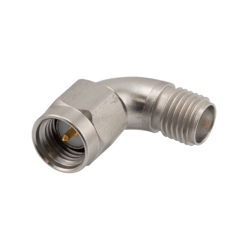 Radius RA SMA Male (plug) to SMA Female (Jack) Adapter, Passivated Stainless Steel Body, 1.2 VSWR Fairview Microwave FMAD1192