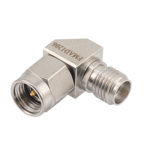 Miter RA 2.92mm Male (Plug) to 2.92mm Female (Jack) Adapter, Passivated Stainless Steel Body, 1.25 VSWR Fairview Microwave FMAD1206