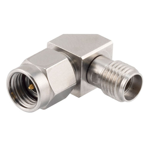 Miter RA 2.92mm Male to 3.5mm Female Adapter with Passivated Stainless Steel Body Fairview Microwave FMAD1216