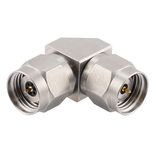 Miter RA 1.85mm Male to 2.4mm Male Adapter with Passivated Stainless Steel Body Fairview Microwave FMAD1220