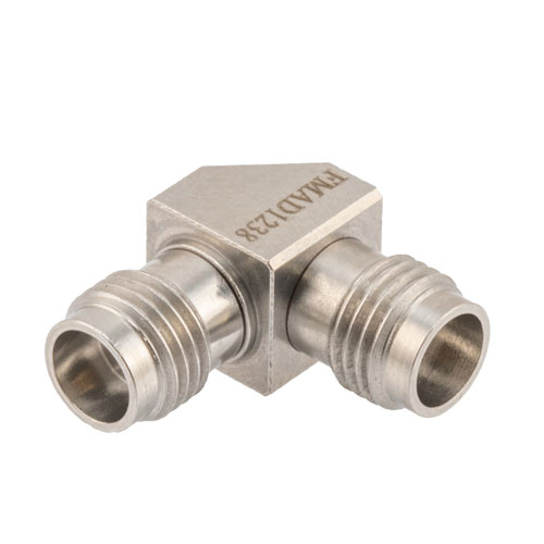 Miter RA 1.85mm Female (Jack) to 2.4mm Female (Jack) Adapter, Passivated Stainless Steel Body, 1.35 VSWR Fairview Microwave FMAD1238