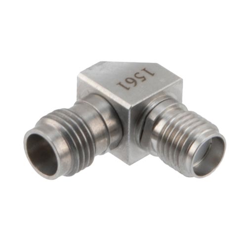 Miter RA SMA Female to 2.4mm Female Adapter with Passivated Stainless Steel Body, DC to 27 GHz Fairview Microwave FMAD1561