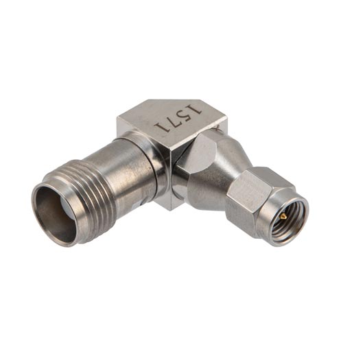 Miter RA SMA Male to TNC Female Adapter with Passivated Stainless Steel Body, DC to 18 GHz Fairview Microwave FMAD1571