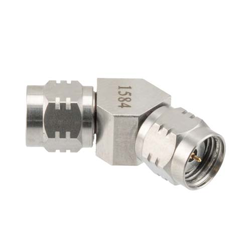 1.85mm Male (Plug) to 1.85mm Male (Plug) Adapter, 45 Degree Angle, 67GHz, VSWR 1.35 Fairview Microwave FMAD1584