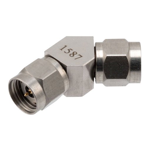 RF Adapter, 45 Degree Angle 2.4mm plug to 2.4mm plug 50GHz VSWR 1.25 Fairview Microwave FMAD1587