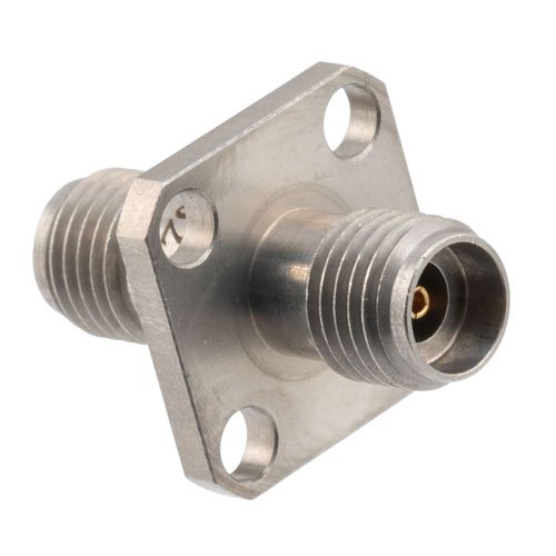 High Temperature Adapter 4 Hole Flange 2.92mm Female to 2.92mm Female, 40GHz VSWR1.15, MIL-STD 348B with Stainless Steel Body Fairview Microwave FMAD1662