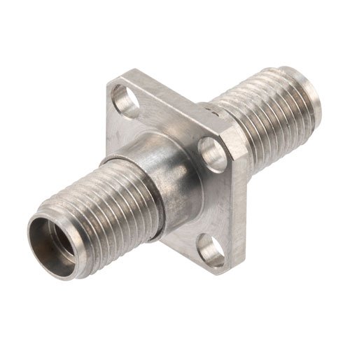 High Temperature Adapter 4 Hole Flange 3.5mm Female to 3.5mm Female, 34.5GHz VSWR1.25, MIL-STD 348B with Stainless Steel Body Fairview Microwave FMAD1687