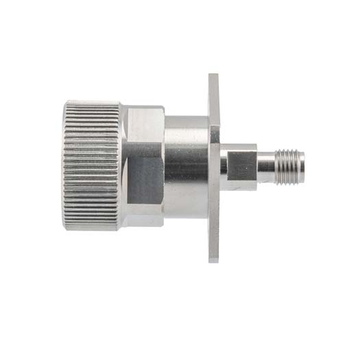 4 Hole Flange SMA Female (Jack) to N Male (Plug) Adapter with Passivated Stainless Steel Body Fairview Microwave FMAD1719