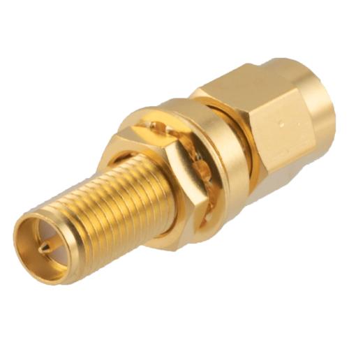 RP SMA Male (Plug) to RP SMA Female (Jack) Bulkhead Mount Adapter, VSWR 1.2 up to 6 GHz, D-Flat Fairview Microwave FMAD1732