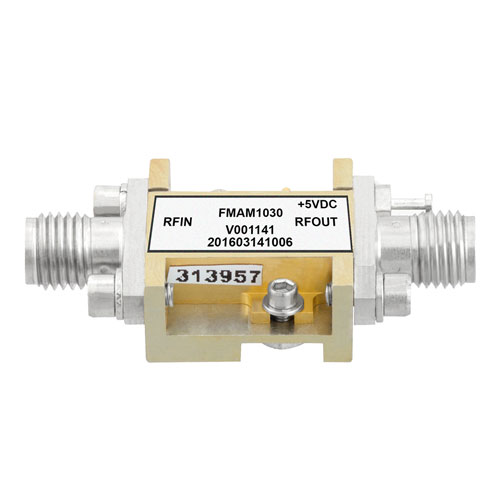 6.5 dB NF Low Phase Noise Amplifier, Operating From 2 GHz to 18 GHz with 12.5 dB Gain, 16 dBm Psat and SMA Fairview Microwave FMAM1030