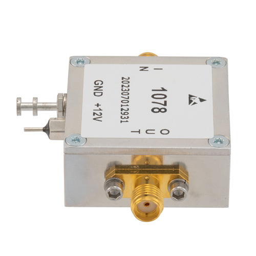 0.6 dB NF Low Noise Amplifier, Operating from 700 MHz to 2700 MHz with 36 dB Gain, 25 dBm P1dB and SMA Fairview Microwave FMAM1078