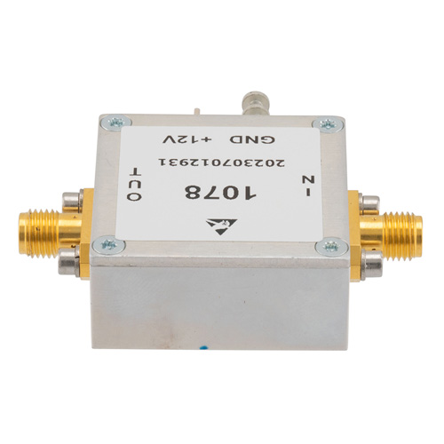 0.6 dB NF Low Noise Amplifier, Operating from 700 MHz to 2700 MHz with 36 dB Gain, 25 dBm P1dB and SMA Fairview Microwave FMAM1078