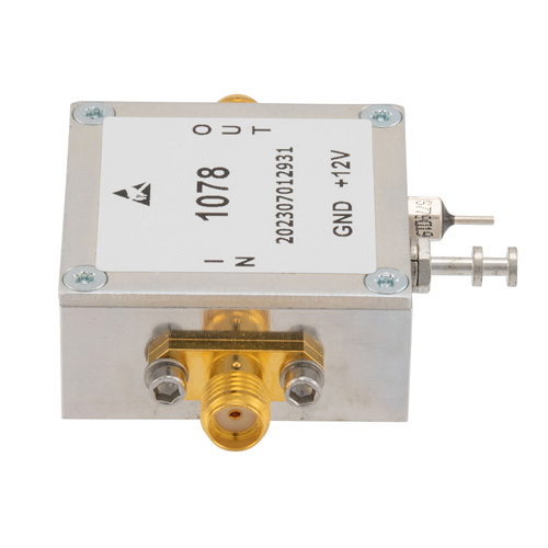 0.6 dB NF Low Noise Amplifier, Operating from 700 MHz to 2700 MHz with 36 dB Gain, 25 dBm P1dB and SMA Fairview Microwave FMAM1078