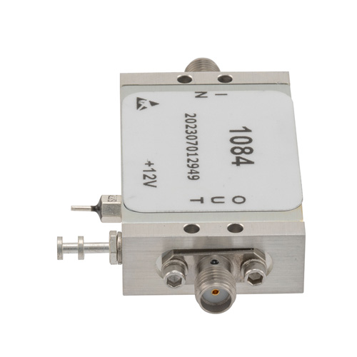 2.7 dB NF Low Noise Amplifier, Operating from 30 MHz to 6 GHz with 50 dB Gain, 21 dBm P1dB and SMA Fairview Microwave FMAM1084