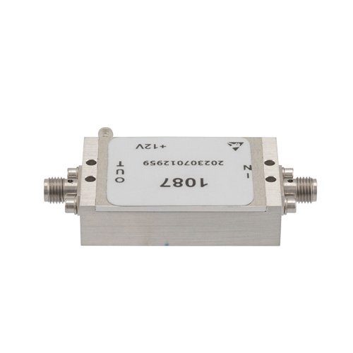 2.0 dB NF Low Noise Amplifier, Operating from 20 MHz to 6 GHz with 59 dB Gain, 18 dBm P1dB and SMA Fairview Microwave FMAM1087