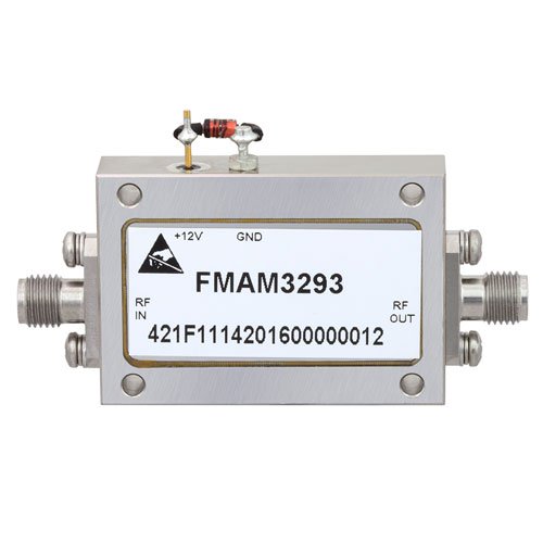 2.5 dB NF, 6 GHz to 12 GHz, Low Noise Broadband Amplifier with 30 dB Gain and SMA Fairview Microwave FMAM3293