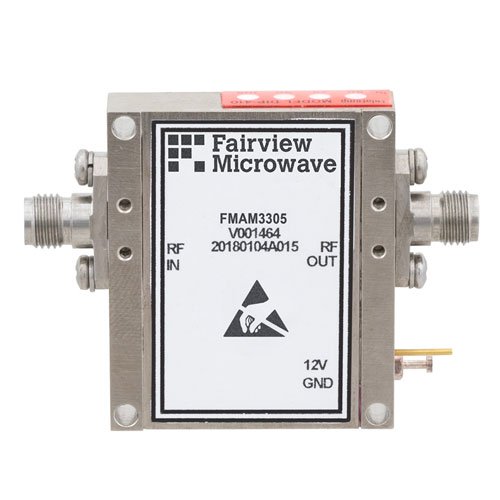 4.5 dB NF, 18 GHz to 40 GHz, Low Noise Broadband Amplifier with 10 dBm, 40 dB Gain and 2.92mm Fairview Microwave FMAM3305