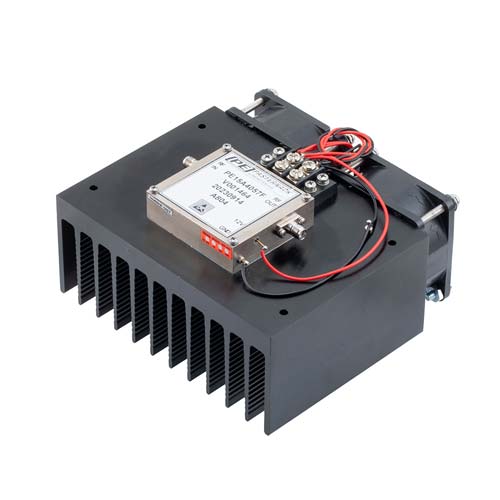 Medium Power Amplifier with Heatsink at 2 Watt P1dB Operating from 2 GHz to 18 GHz with 40 dBm IP3, SMA Fairview Microwave FMAM4057F