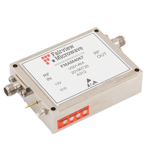 Medium Power Amplifier at 27 dBm Psat Operating from 26.5 GHz to 40 GHz with 2.92mm Fairview Microwave FMAM4067