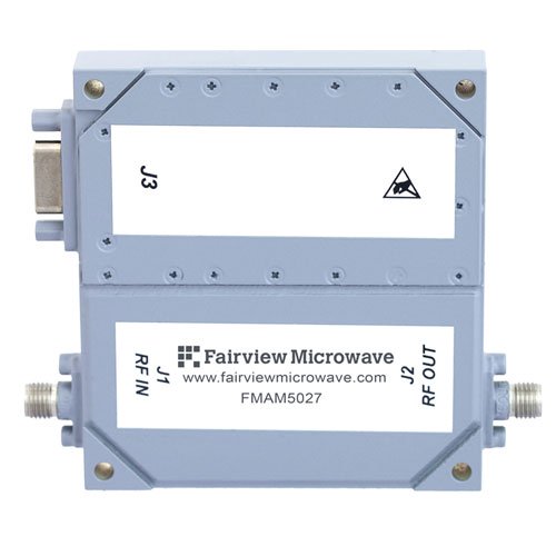 60 dB Gain High Power High Gain Amplifier at 10 Watt Psat Operating from 100 MHz to 6 GHz with SMA Fairview Microwave FMAM5027