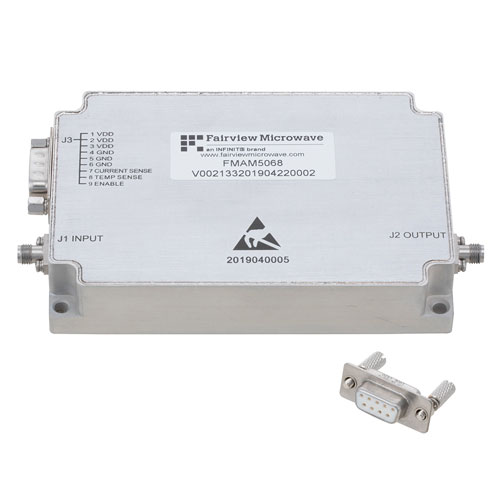 High Power GaN Amplifier at 5 Watt Psat Operating from 2 GHz to 18 GHz with SMA Fairview Microwave FMAM5068